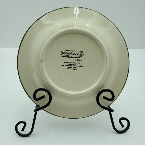 Temp-Tations Old World Green Bread Plates Dessert Appetizer Plates Saucers - Picture 4 of 8